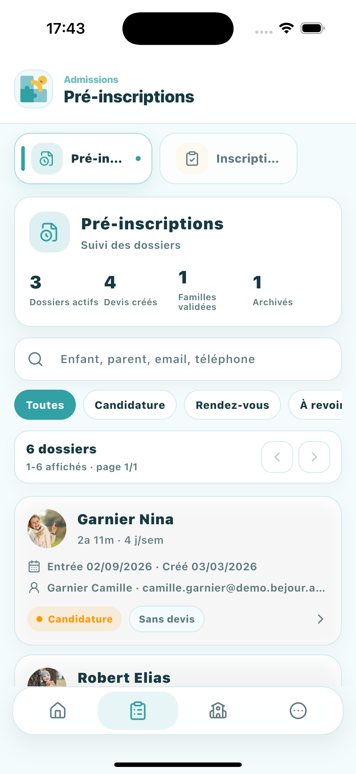 Application mobile BÉJOUR Master pour les directions de crèche