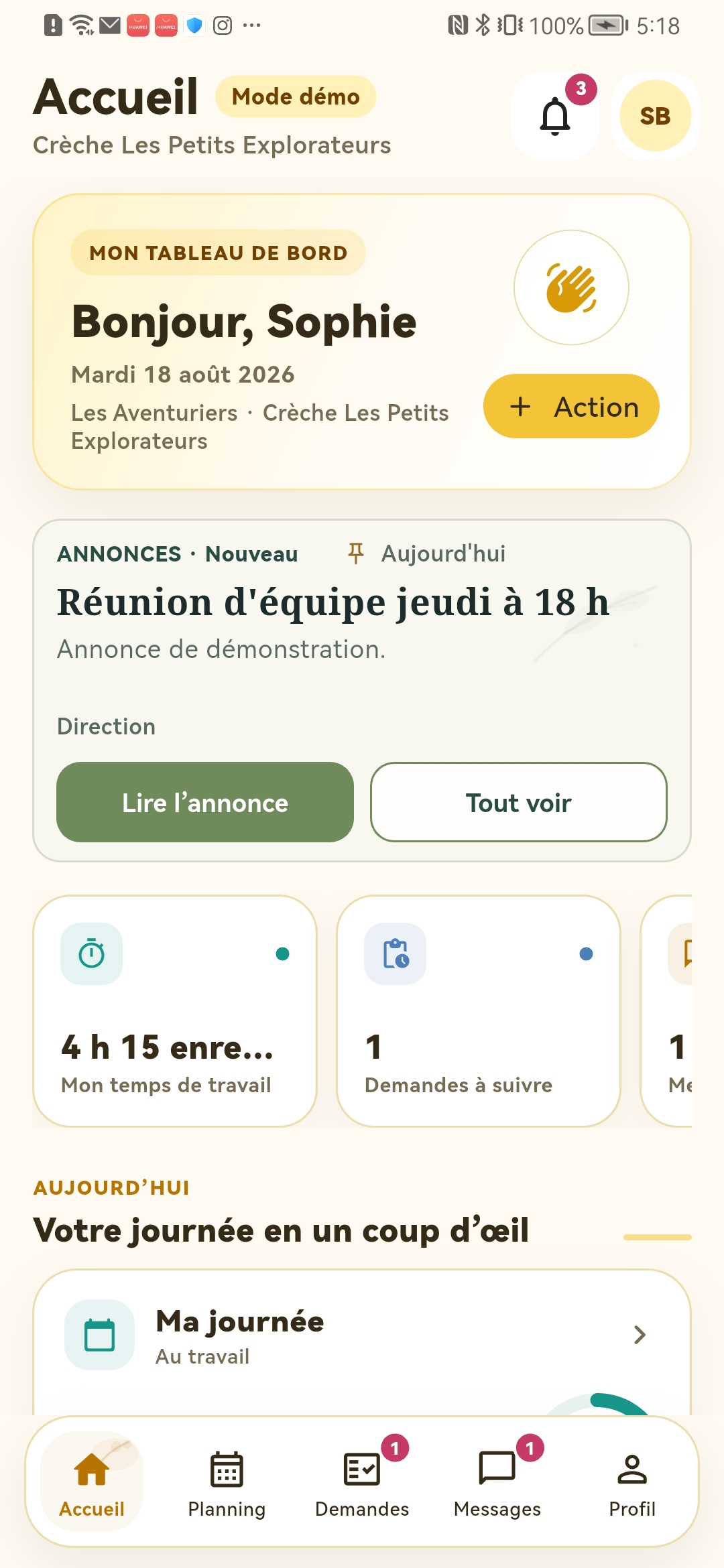 Application Béjour Team : planning, temps de travail et démarches personnelles
